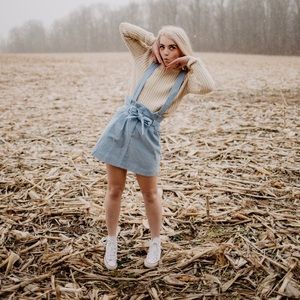CORDUROY MINI SKIRT OVERALLS FROM URBAN OUTFITTERS